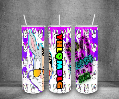 Bad Bunny YHLQMDLG 20oz Sublimation Wrap PNG, Straight and Tapered, Digital Download