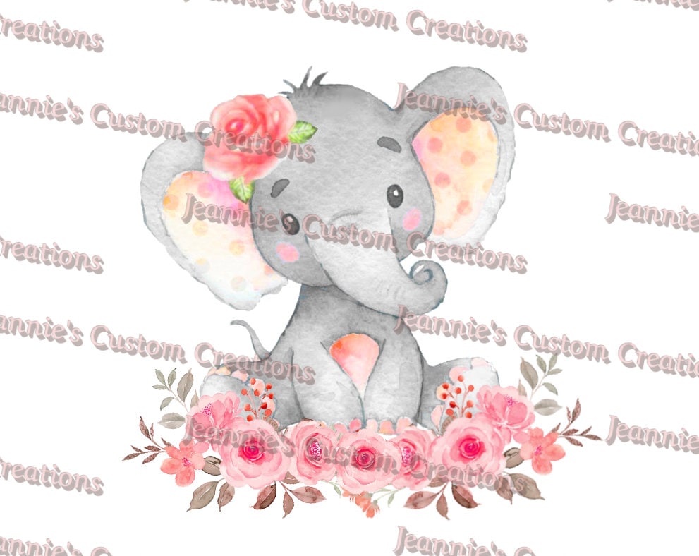 Baby Girl Elephant PNG Desings, Sublimation, Digital Print, PNG Download, Wall Art, Stickers, Cut File