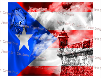 Puerto Rican Flag - El Morro 20oz Tumbler PNG, Straight and Tapered, Sublimation PNG, Digital Download