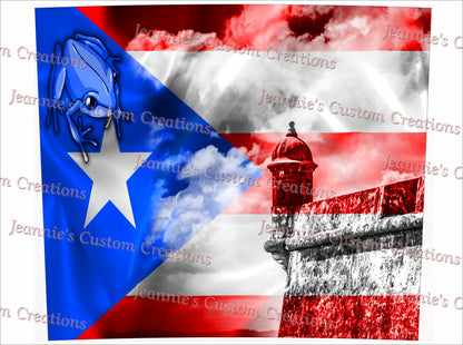 Puerto Rican Flag - El Morro 20oz Tumbler PNG, Straight and Tapered, Sublimation PNG, Digital Download