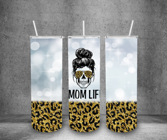 Mom Life Skeleton 20oz Tumbler Wrap PNG, Straight and Tapered, Sublimation Wrap, Digital Downloads