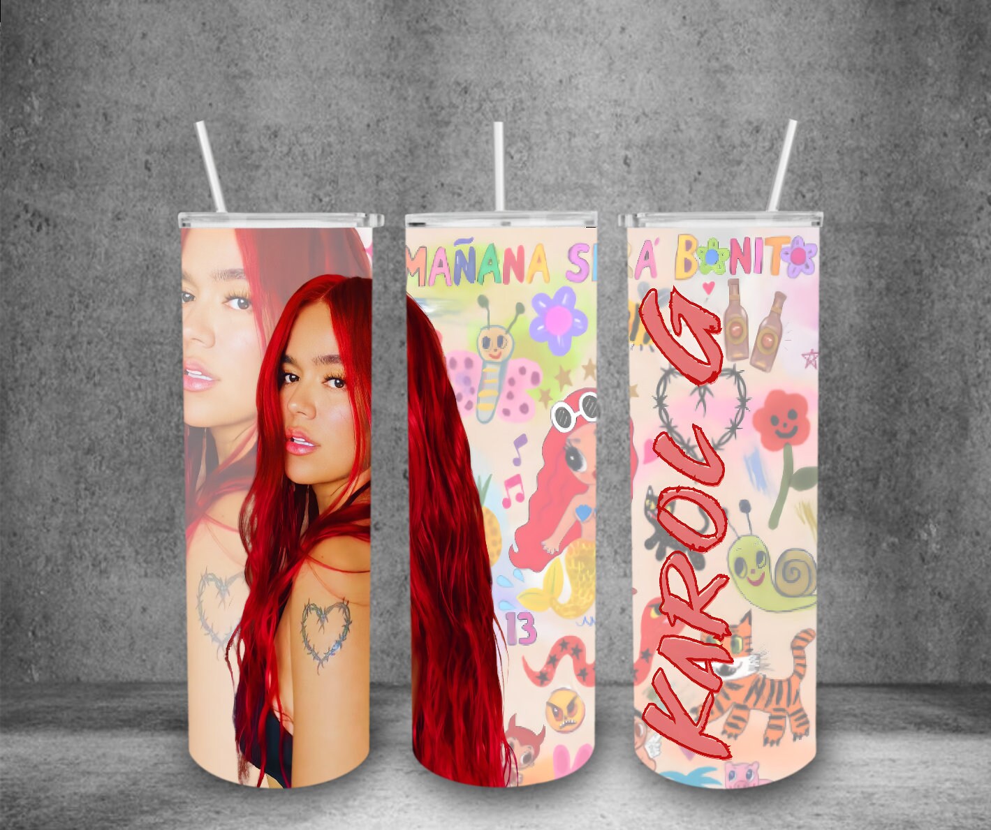 Karol G Red - Mañana Sera Bonito Sublimation 20oz Tumbler PNG, Straight and Tapered, Digital files.